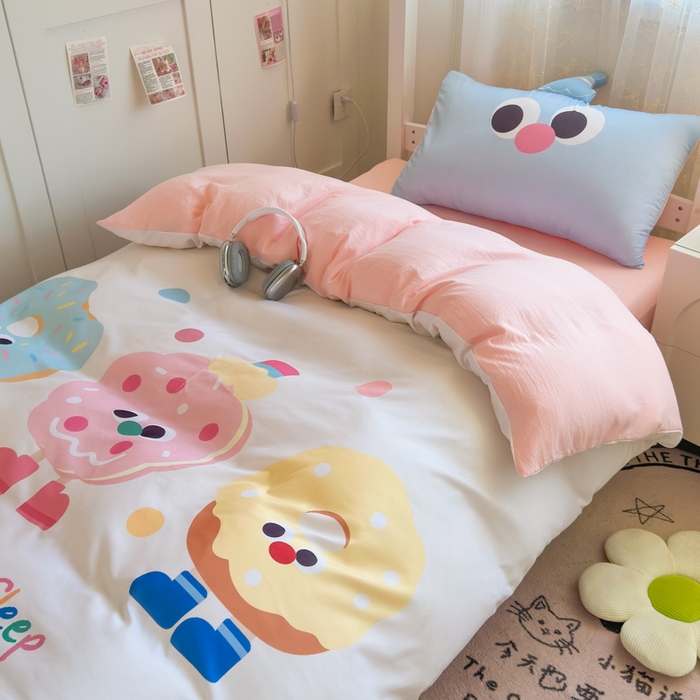 91家纺网 家纺一手货源 找家纺 海岛哥哥 2025新款开学季亲肤舒适超柔云朵棉四件套-学生款大耳朵系列 大耳朵-甜甜圈