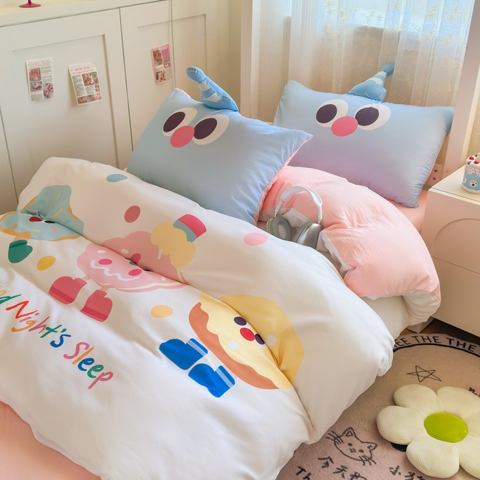 91家纺网 家纺一手货源 找家纺 海岛哥哥 2025新款开学季亲肤舒适超柔云朵棉四件套-学生款大耳朵系列 大耳朵-甜甜圈