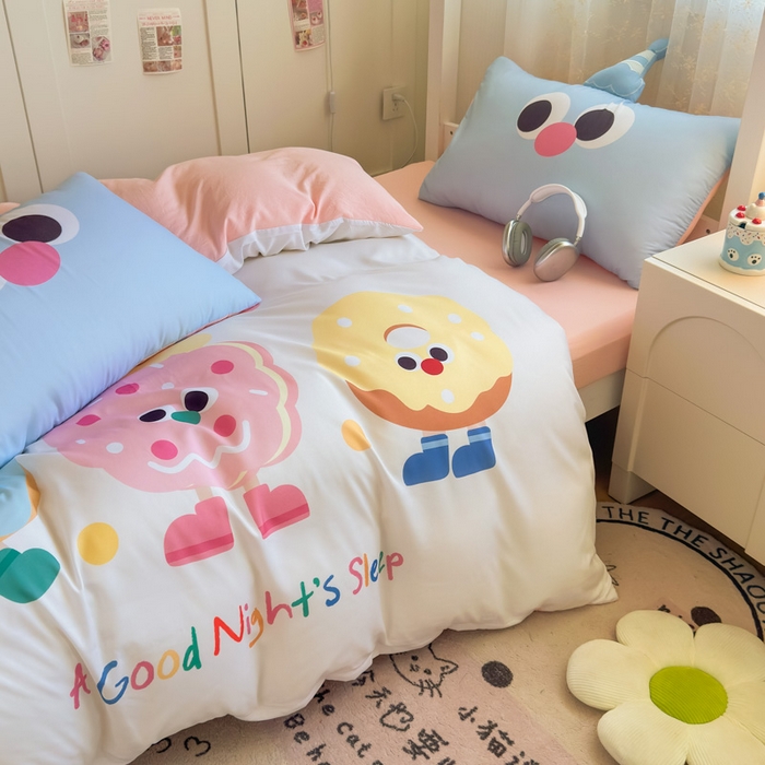 91家纺网 家纺一手货源 找家纺 海岛哥哥 2025新款开学季亲肤舒适超柔云朵棉四件套-学生款大耳朵系列 大耳朵-甜甜圈