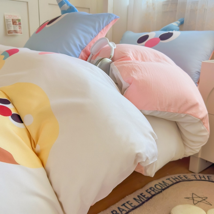 91家纺网 家纺一手货源 找家纺 海岛哥哥 2025新款开学季亲肤舒适超柔云朵棉四件套-学生款大耳朵系列 大耳朵-甜甜圈