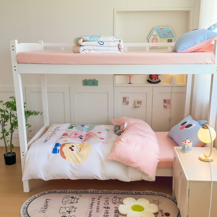 91家纺网 家纺一手货源 找家纺 海岛哥哥 2025新款开学季亲肤舒适超柔云朵棉四件套-学生款大耳朵系列 大耳朵-甜甜圈