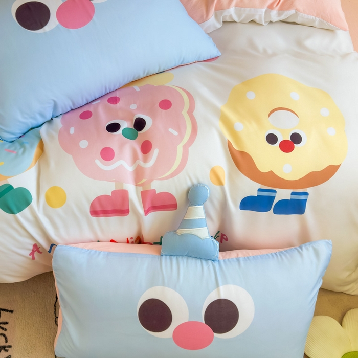 91家纺网 家纺一手货源 找家纺 海岛哥哥 2025新款开学季亲肤舒适超柔云朵棉四件套-学生款大耳朵系列 大耳朵-甜甜圈