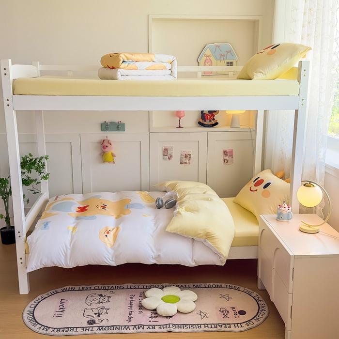 91家纺网 家纺一手货源 找家纺 海岛哥哥 2025新款开学季亲肤舒适超柔云朵棉四件套-学生款大耳朵系列 大耳朵-芝士小熊