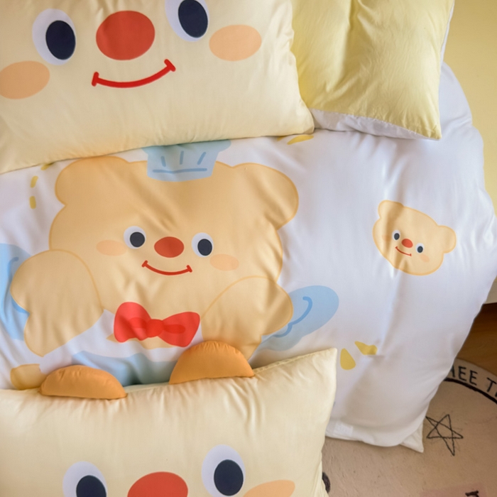 91家纺网 家纺一手货源 找家纺 海岛哥哥 2025新款开学季亲肤舒适超柔云朵棉四件套-学生款大耳朵系列 大耳朵-芝士小熊