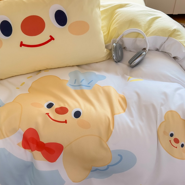 91家纺网 家纺一手货源 找家纺 海岛哥哥 2025新款开学季亲肤舒适超柔云朵棉四件套-学生款大耳朵系列 大耳朵-芝士小熊