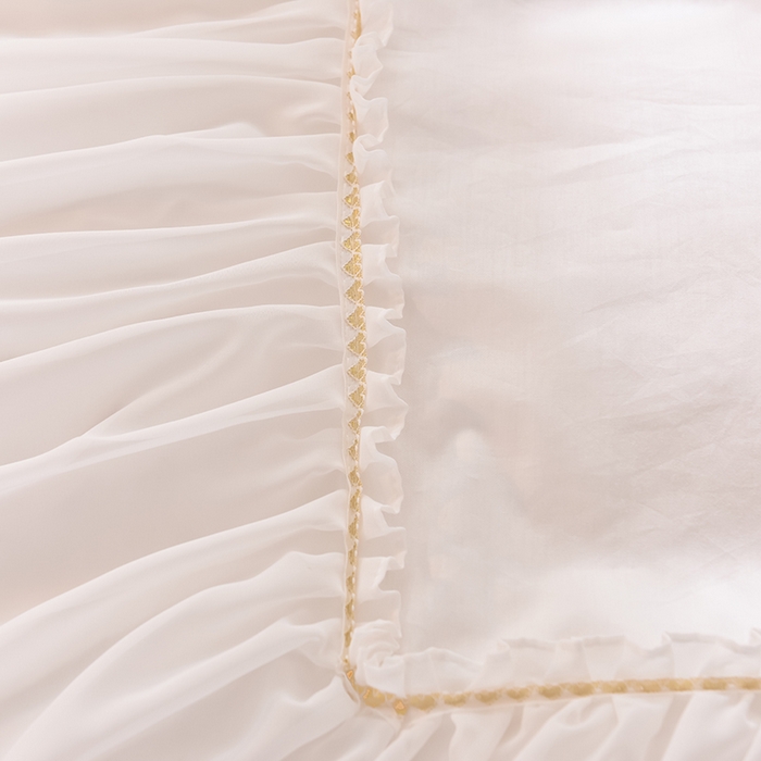 91家纺网 家纺一手货源 找家纺 花香四季家纺 2025新款13376纯棉贴布刺绣雪纺纱四件套-人鱼小姐  人鱼小姐粉白