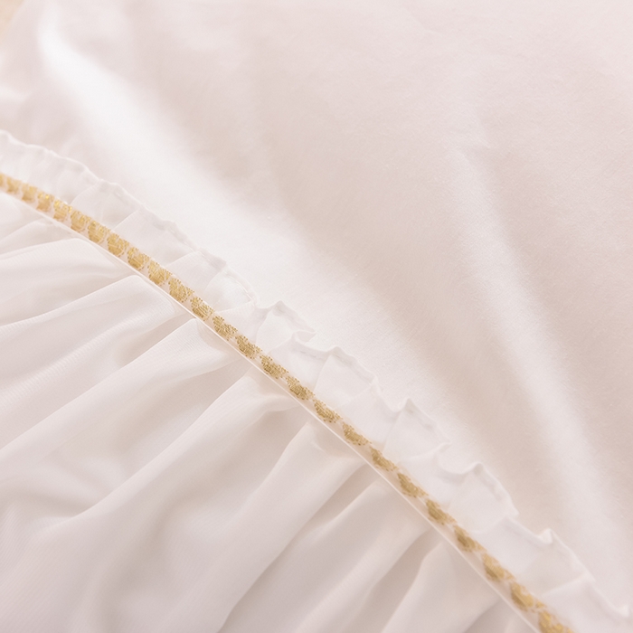 91家纺网 家纺一手货源 找家纺 花香四季家纺 2025新款13376纯棉贴布刺绣雪纺纱四件套-人鱼小姐  人鱼小姐粉白