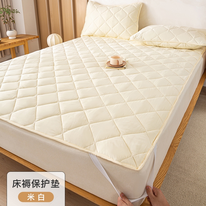 91家纺网 家纺一手货源 找家纺 （总）憨豆家纺 2025新款水洗棉磨毛夹棉床笠四季床垫褥子床护垫薄款学生宿舍榻榻米垫被跨境加棉保护垫