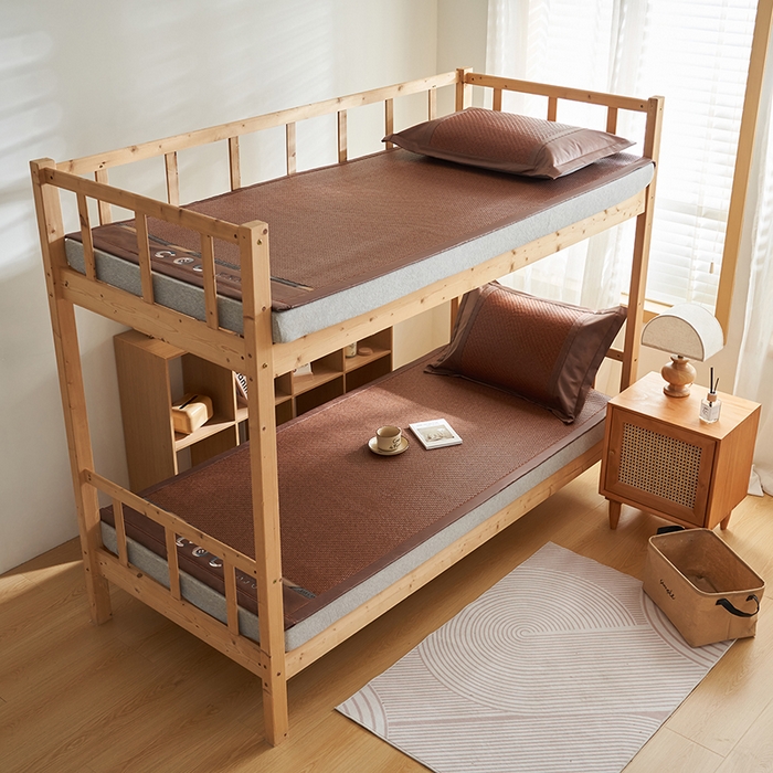 91家纺网 家纺一手货源 找家纺 鑫琪莱家纺 2025新款学生PE凉感藤席 典雅贡藤-咖