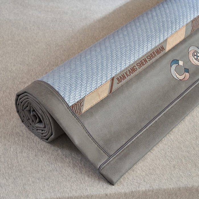 91家纺网 家纺一手货源 找家纺 鑫琪莱家纺 2025新款学生PE凉感藤席 典雅贡藤-蓝