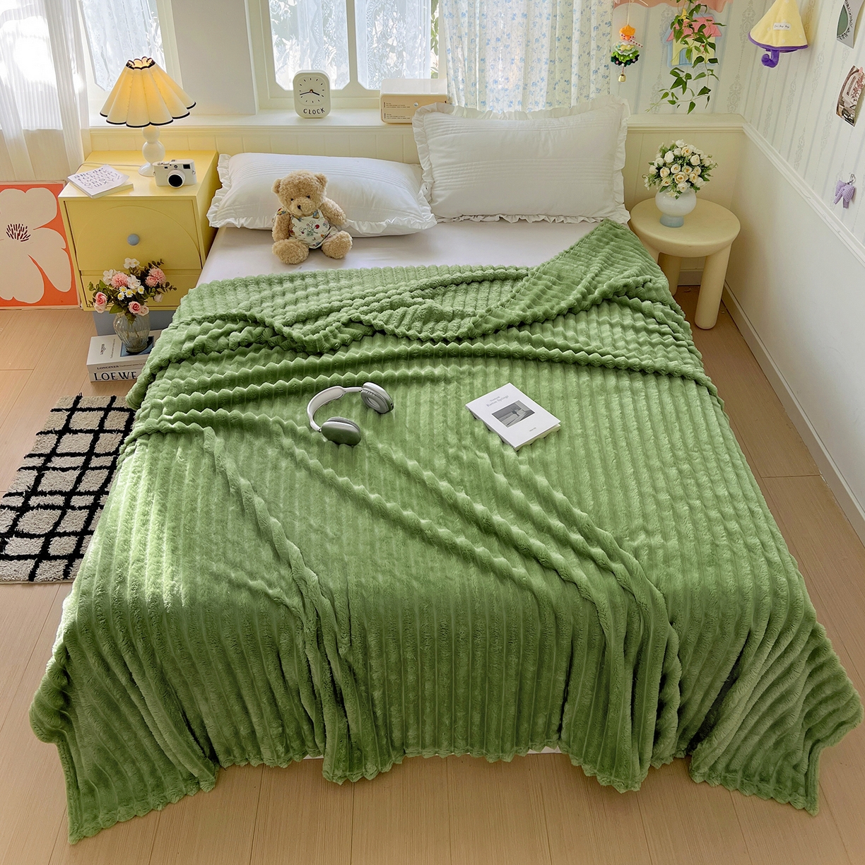 91家纺网 家纺一手货源 找家纺 （总）耀悦家纺 2025新款高克重双面兔兔绒毛毯-柔梦系列一件代发外贸