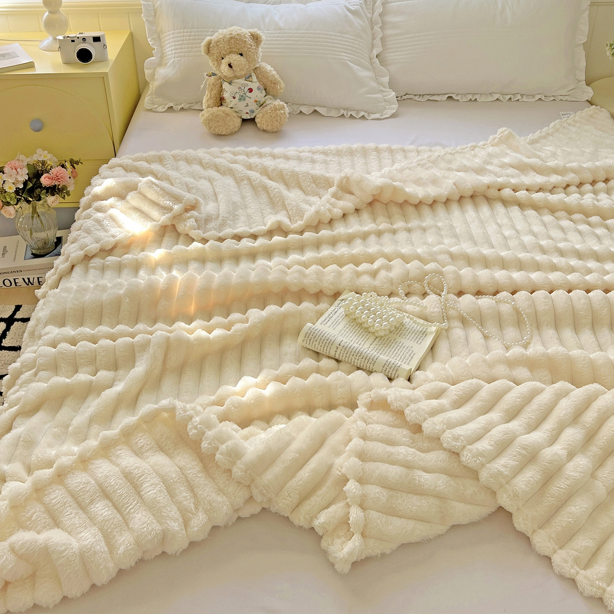 91家纺网 家纺一手货源 找家纺 （总）耀悦家纺 2025新款高克重双面兔兔绒毛毯-柔梦系列一件代发外贸