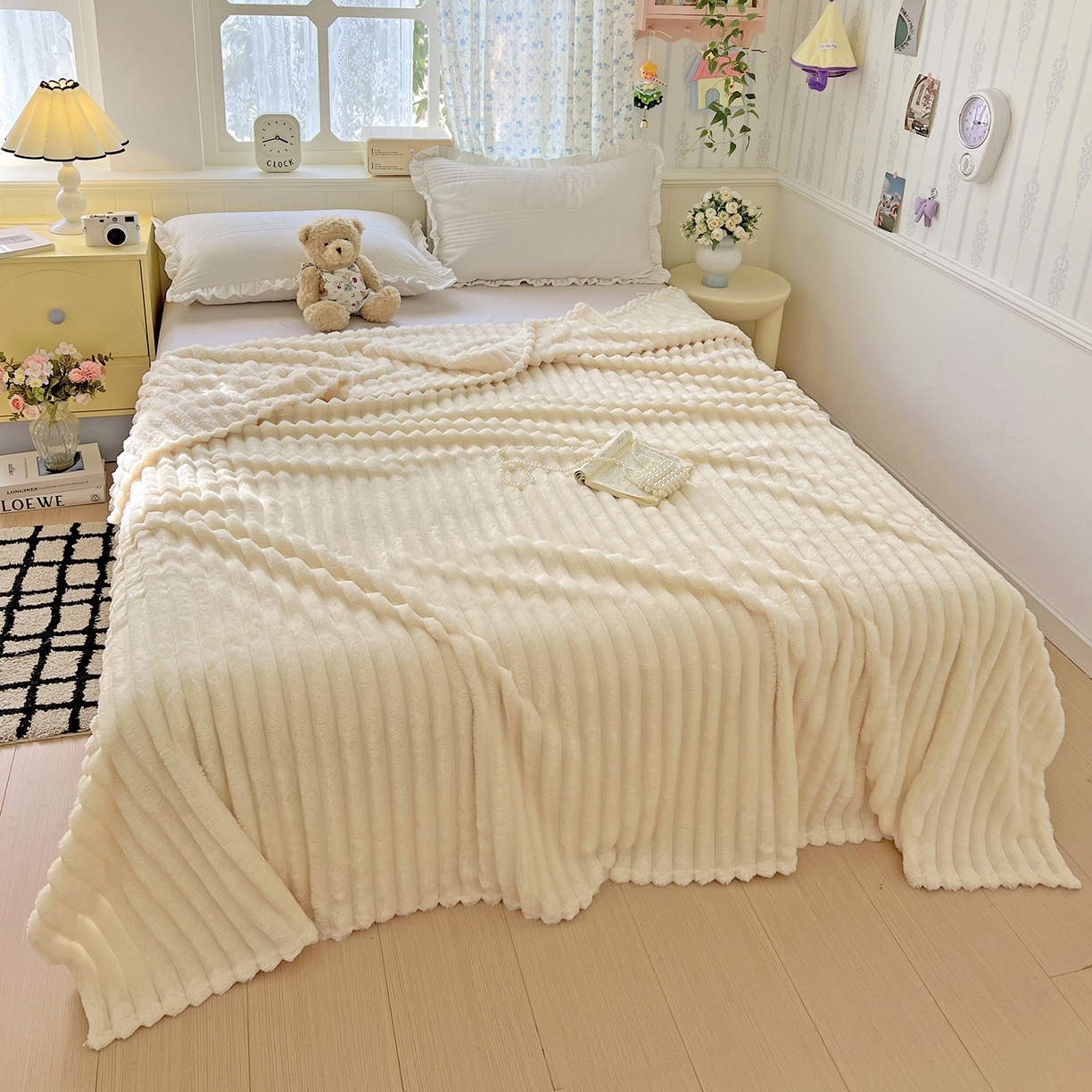 91家纺网 家纺一手货源 找家纺 （总）耀悦家纺 2025新款高克重双面兔兔绒毛毯-柔梦系列一件代发外贸