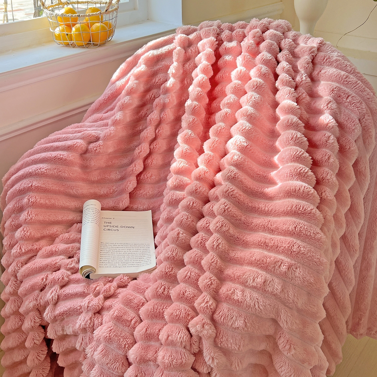 91家纺网 家纺一手货源 找家纺 耀悦家纺 2025新款高克重双面兔兔绒毛毯-柔梦系列一件代发外贸 柔梦-豆沙