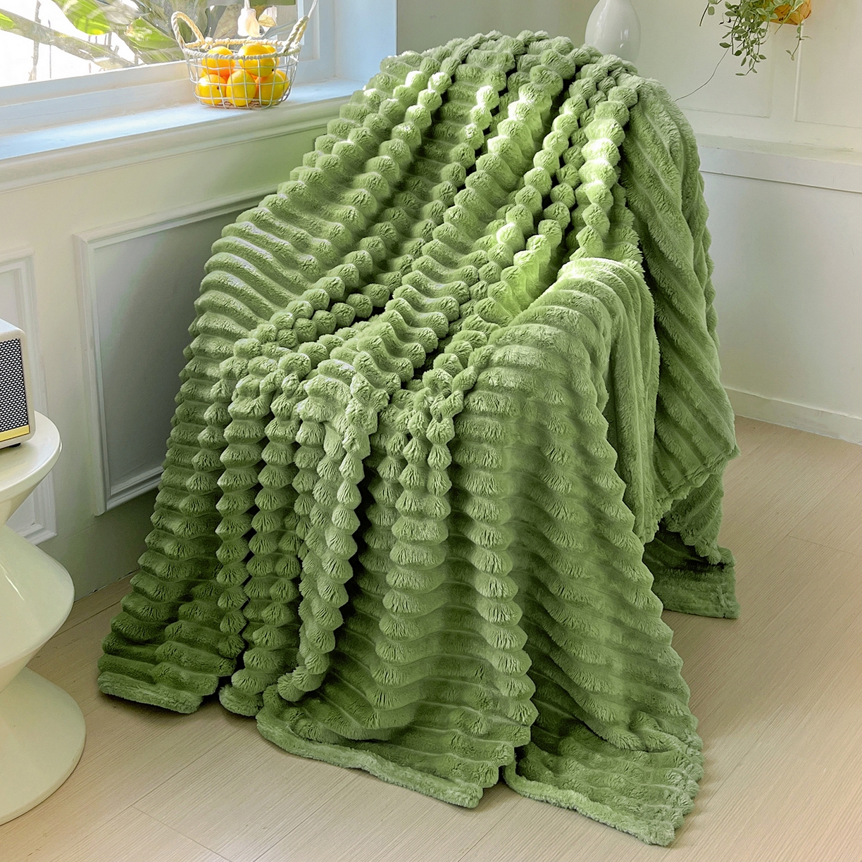 91家纺网 家纺一手货源 找家纺 耀悦家纺 2025新款高克重双面兔兔绒毛毯-柔梦系列一件代发外贸 柔梦-抹茶