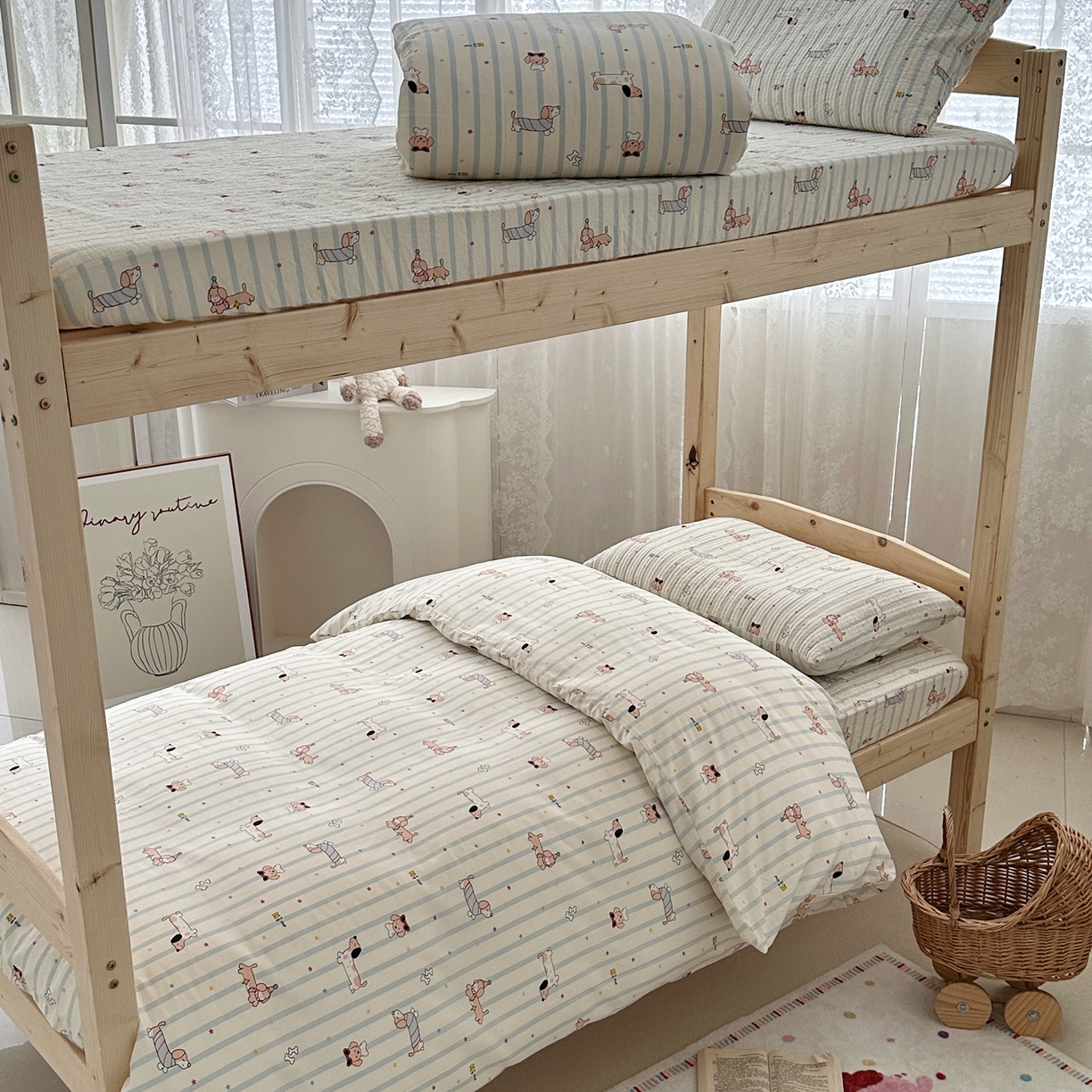 91家纺网 家纺一手货源 找家纺 佰织鑫家居 2025新款独家原创-学生季纯棉夹棉床笠三件套 旺仔