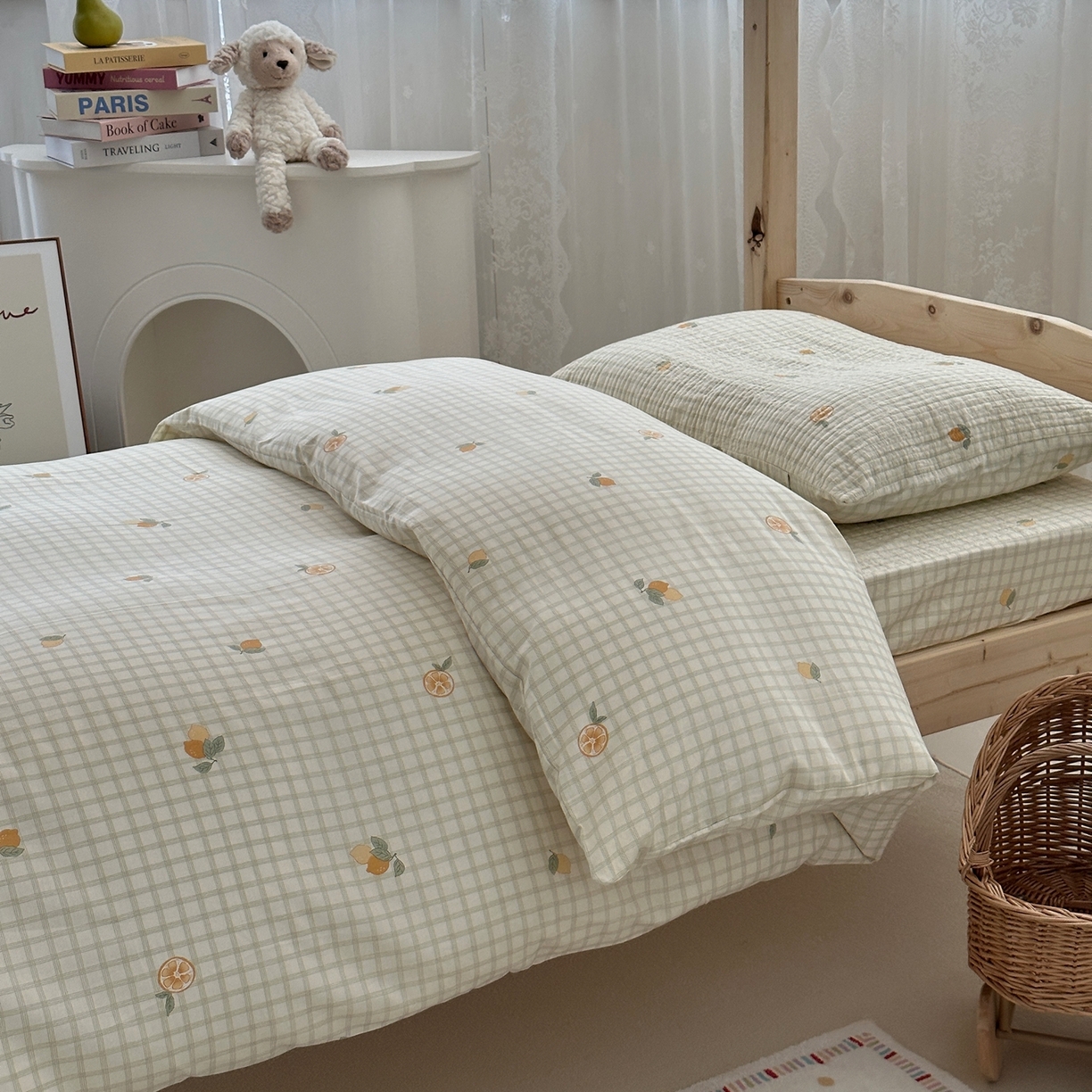 91家纺网 家纺一手货源 找家纺 佰织鑫家居 2025新款独家原创-学生季纯棉夹棉床笠三件套 甜橙