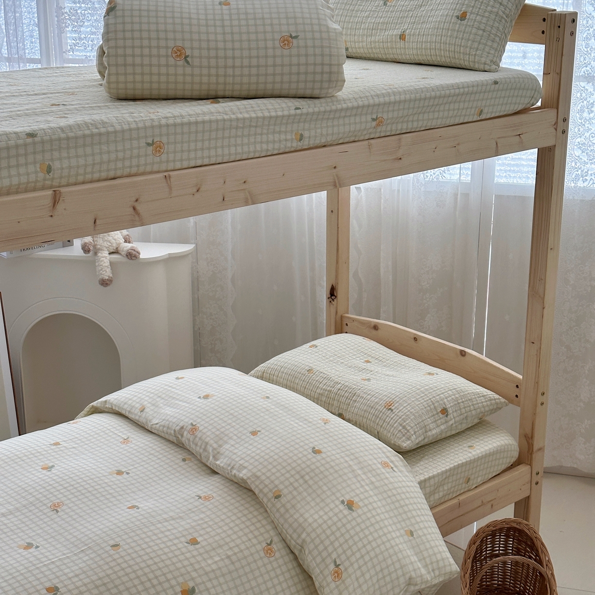 91家纺网 家纺一手货源 找家纺 佰织鑫家居 2025新款独家原创-学生季纯棉夹棉床笠三件套 甜橙