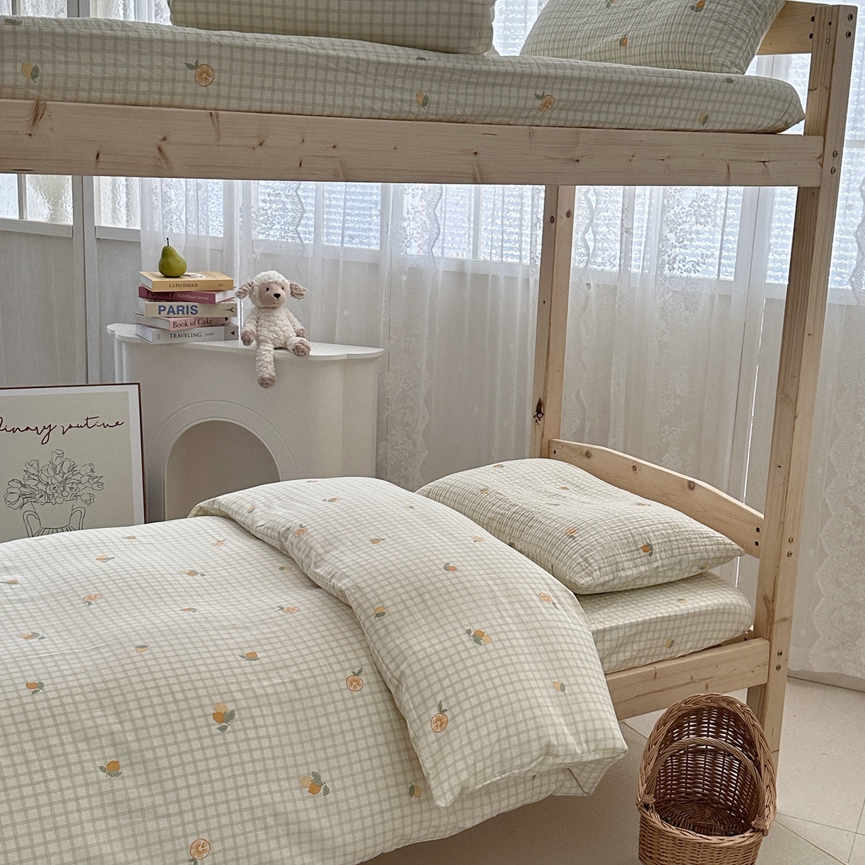 91家纺网 家纺一手货源 找家纺 佰织鑫家居 2025新款独家原创-学生季纯棉夹棉床笠三件套 甜橙