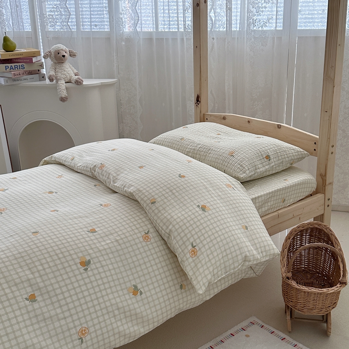 91家纺网 家纺一手货源 找家纺 佰织鑫家居 2025新款独家原创-学生季纯棉夹棉床笠三件套 甜橙