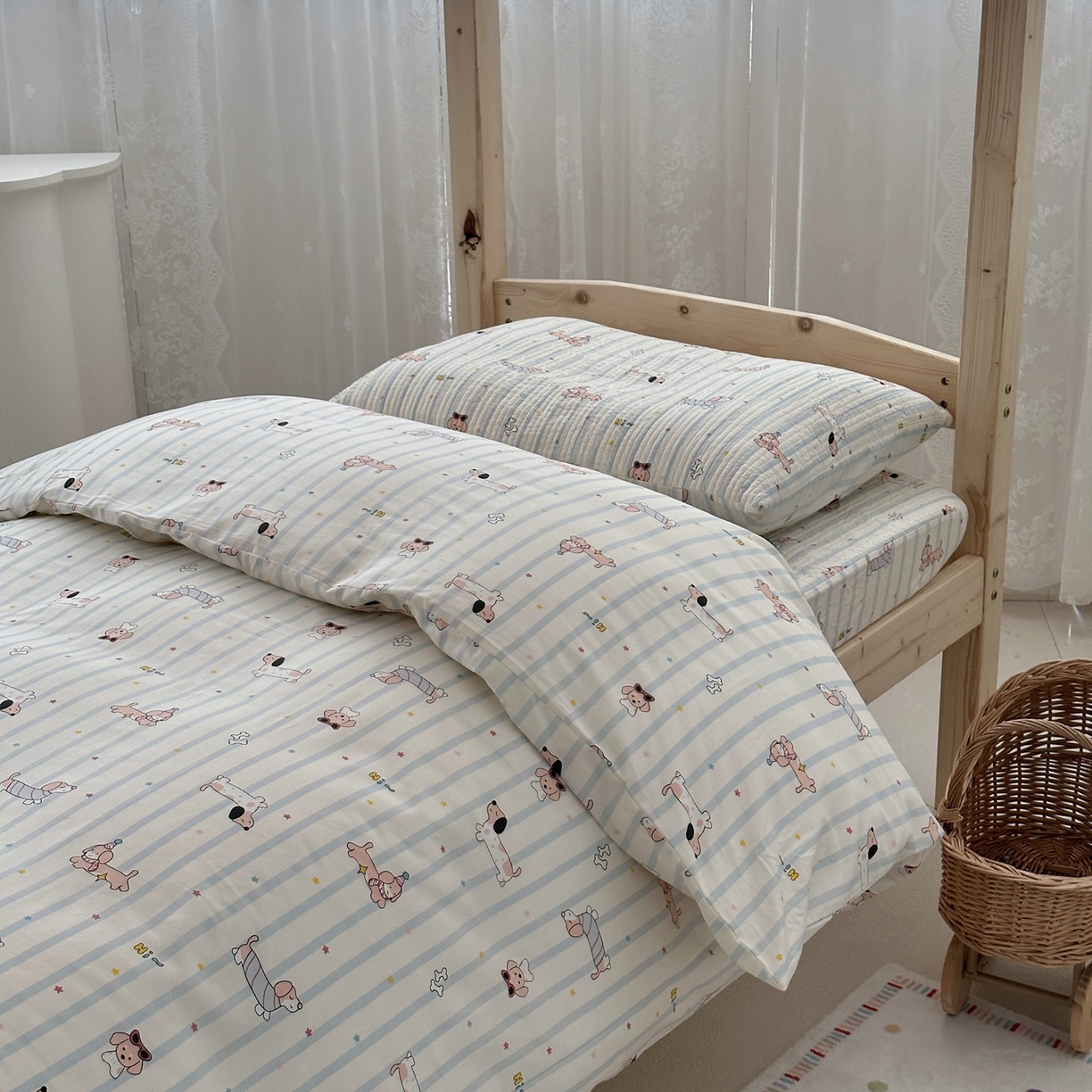 91家纺网 家纺一手货源 找家纺 佰织鑫家居 2025新款独家原创-学生季纯棉夹棉床笠三件套 旺仔