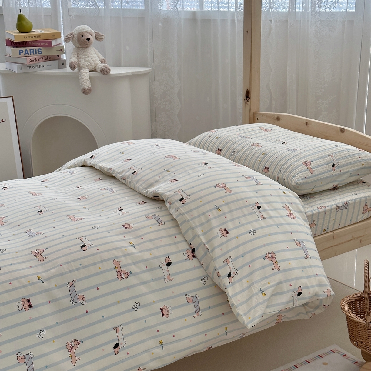 91家纺网 家纺一手货源 找家纺 佰织鑫家居 2025新款独家原创-学生季纯棉夹棉床笠三件套 旺仔