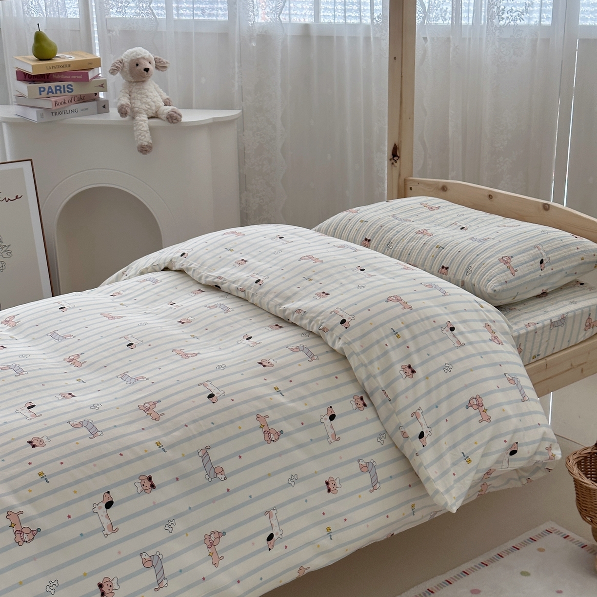 91家纺网 家纺一手货源 找家纺 佰织鑫家居 2025新款独家原创-学生季纯棉夹棉床笠三件套 旺仔