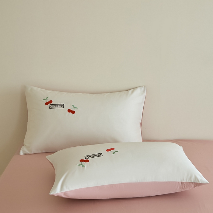 91家纺网 家纺一手货源 找家纺 （总）618家纺 2025新款全棉60S100支纯棉长绒棉四件套-樱桃