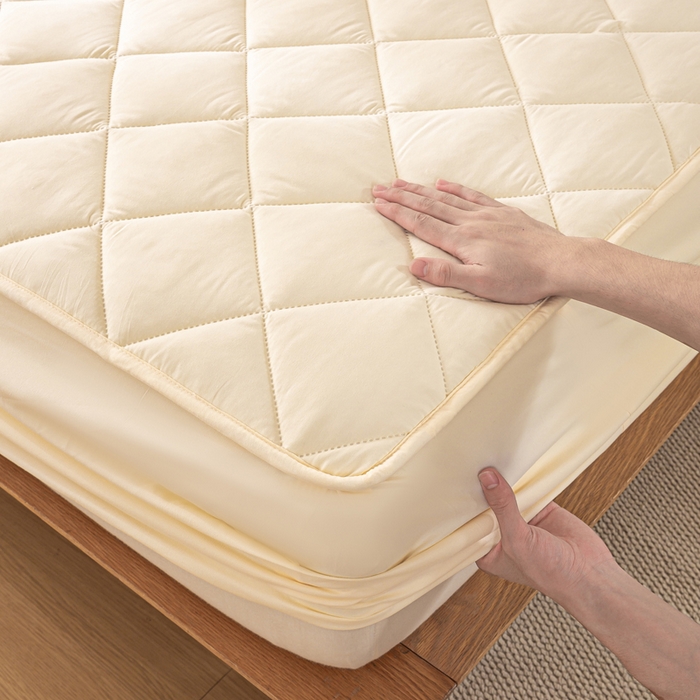 91家纺网 家纺一手货源 找家纺 （总）憨豆家纺 2025新款水洗棉磨毛夹棉床笠四季床垫褥子床护垫薄款学生宿舍榻榻米垫被跨境加棉保护垫