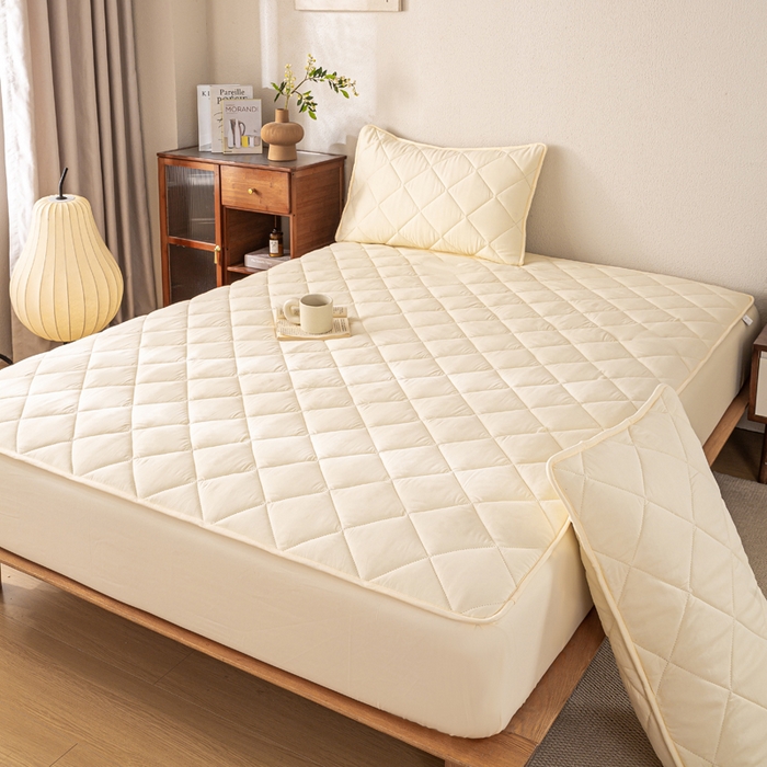 91家纺网 家纺一手货源 找家纺 （总）憨豆家纺 2025新款水洗棉磨毛夹棉床笠四季床垫褥子床护垫薄款学生宿舍榻榻米垫被跨境加棉保护垫