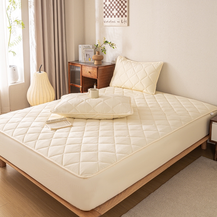 91家纺网 家纺一手货源 找家纺 （总）憨豆家纺 2025新款水洗棉磨毛夹棉床笠四季床垫褥子床护垫薄款学生宿舍榻榻米垫被跨境加棉保护垫