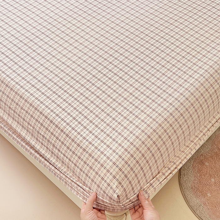 91家纺网 家纺一手货源 找家纺 （总）梦舒羽 2025新款双层纱格子床笠防滑床罩床垫保护套榻榻米宿舍三件套