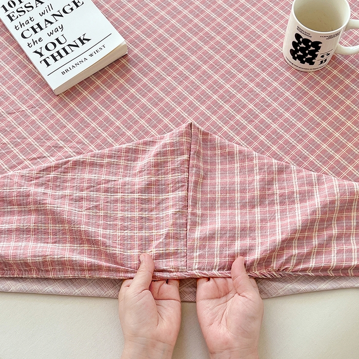 91家纺网 家纺一手货源 找家纺 （总）梦舒羽 2025新款双层纱格子床笠防滑床罩床垫保护套榻榻米宿舍三件套