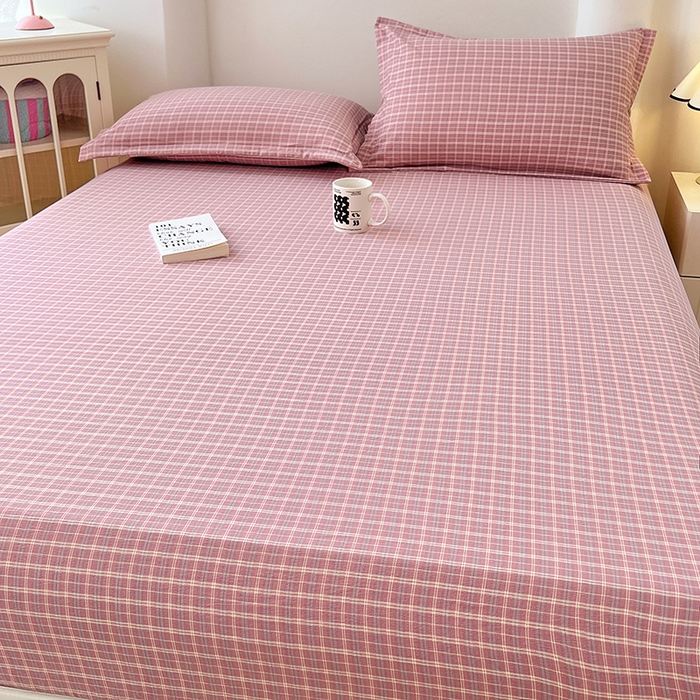 91家纺网 家纺一手货源 找家纺 （总）梦舒羽 2025新款双层纱格子床笠防滑床罩床垫保护套榻榻米宿舍三件套