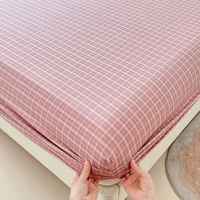 （总）梦舒羽 2025新款双层纱格子床笠防滑床罩床垫保护套榻榻米宿舍三件套