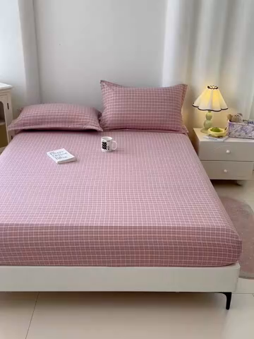 91家纺网 家纺一手货源 找家纺 （总）梦舒羽 2025新款双层纱格子床笠防滑床罩床垫保护套榻榻米宿舍三件套