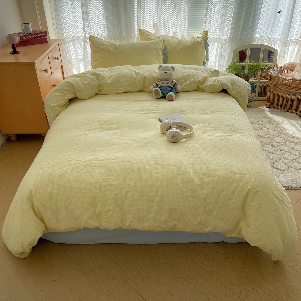 繁花家居 2025新款超软少女手札系列学生季三件套四件套 少女-黄格+海盐蓝