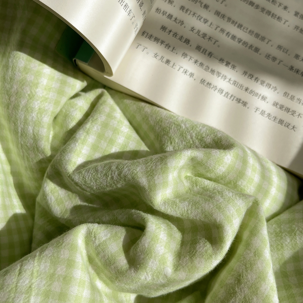 91家纺网 家纺一手货源 找家纺 繁花家居 2025新款超软少女手札系列学生季三件套四件套 少女-绿格+奶油黄