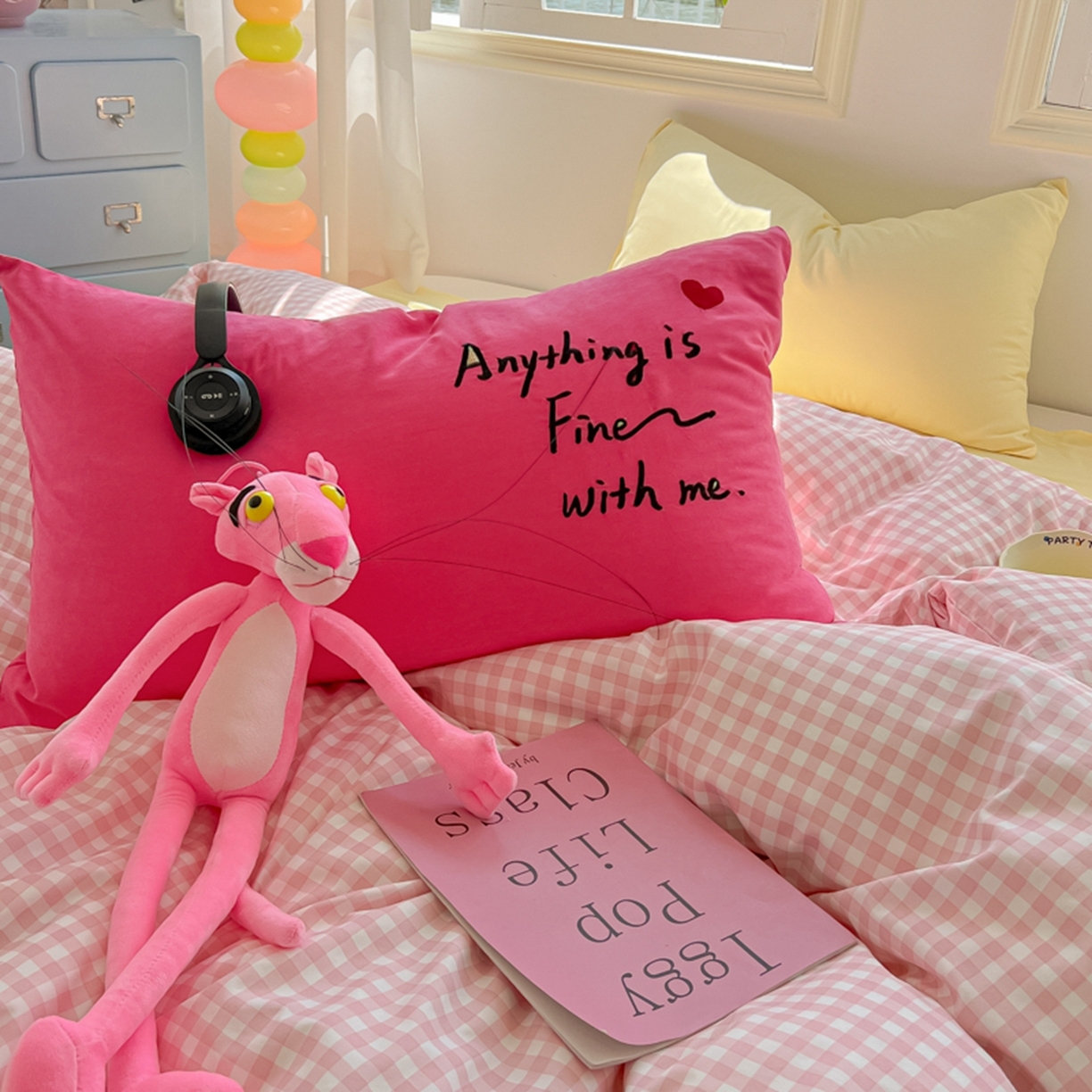 91家纺网 家纺一手货源 找家纺 （总）子钦家纺 2025新款云朵棉针织棉开学季混搭INS风学生宿舍床单床笠四件套-小清新