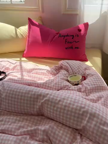 91家纺网 家纺一手货源 找家纺 （总）子钦家纺 2025新款云朵棉针织棉开学季混搭INS风学生宿舍床单床笠四件套-小清新