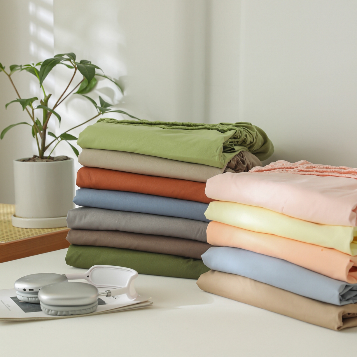 91家纺网 家纺一手货源 找家纺 （总）眠博士 2025新款轻奢简约40s全棉纯棉纯色单床笠 床笠单件