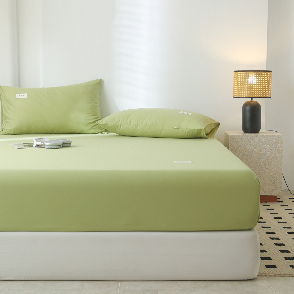 91家纺网 家纺一手货源 找家纺 眠博士 2025新款轻奢简约40s全棉纯棉纯色单床笠 床笠单件 床笠-浅绿