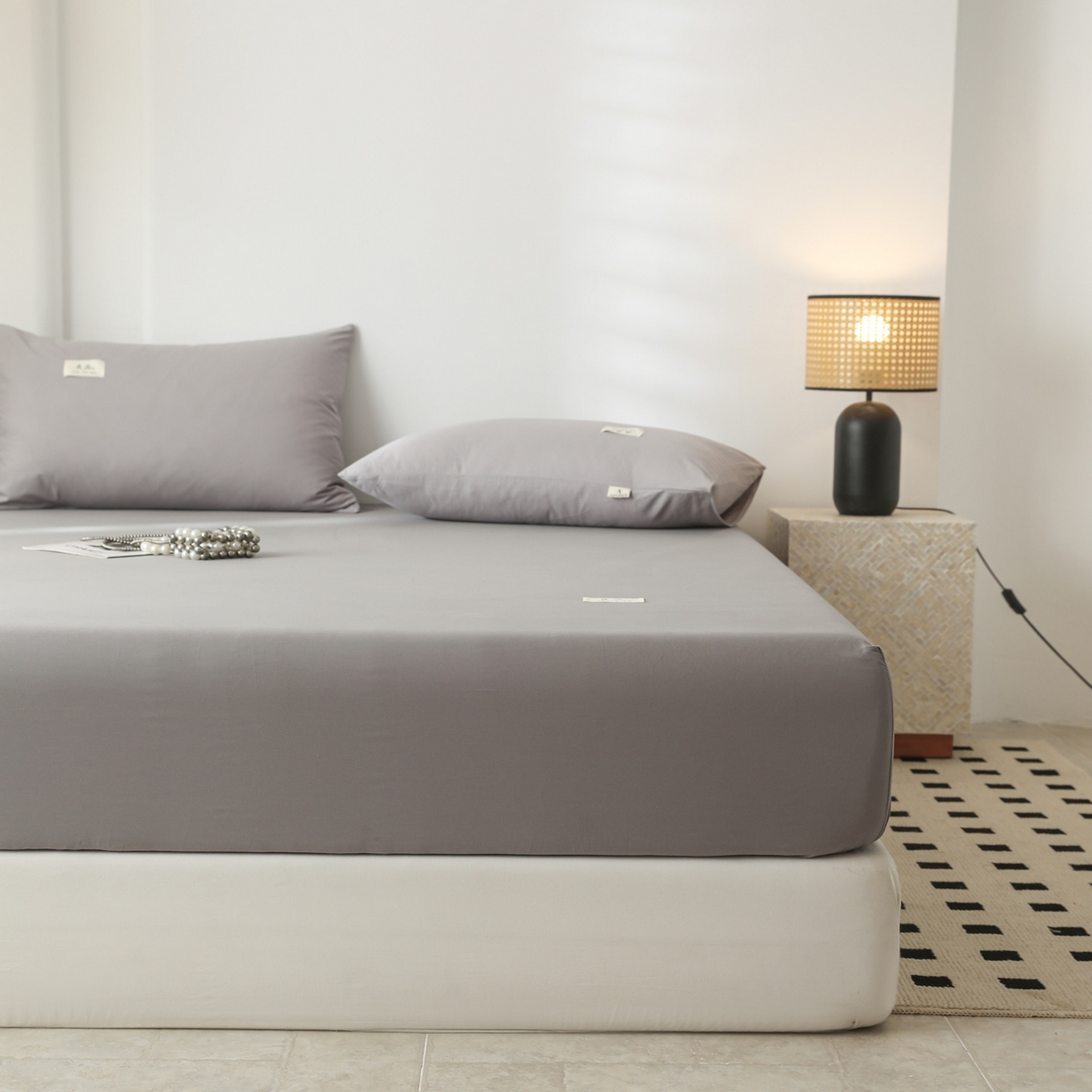 91家纺网 家纺一手货源 找家纺 眠博士 2025新款轻奢简约40s全棉纯棉纯色单床笠 床笠单件 床笠-银灰色