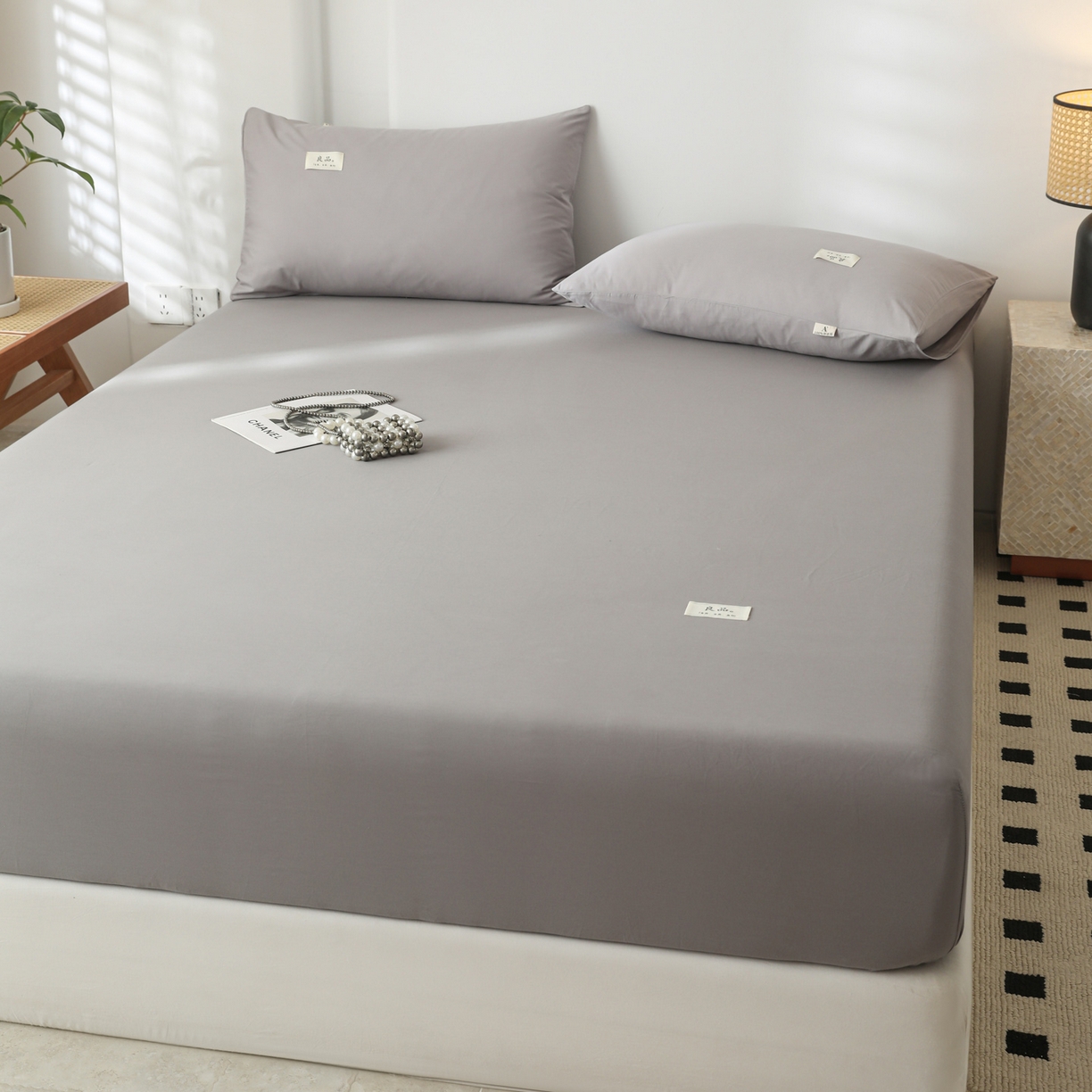 91家纺网 家纺一手货源 找家纺 眠博士 2025新款轻奢简约40s全棉纯棉纯色单床笠 床笠单件 床笠-银灰色