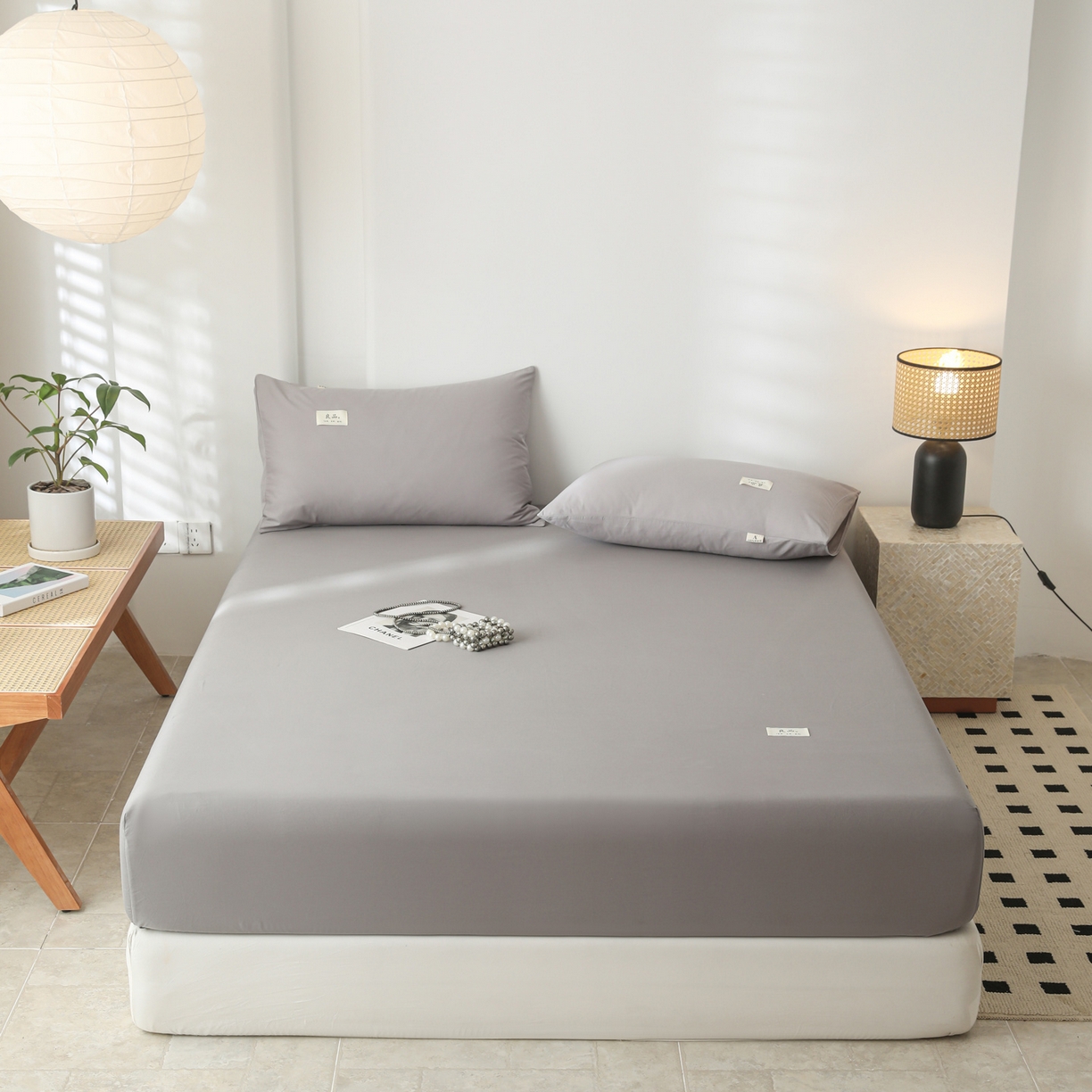 91家纺网 家纺一手货源 找家纺 眠博士 2025新款轻奢简约40s全棉纯棉纯色单床笠 床笠单件 床笠-银灰色