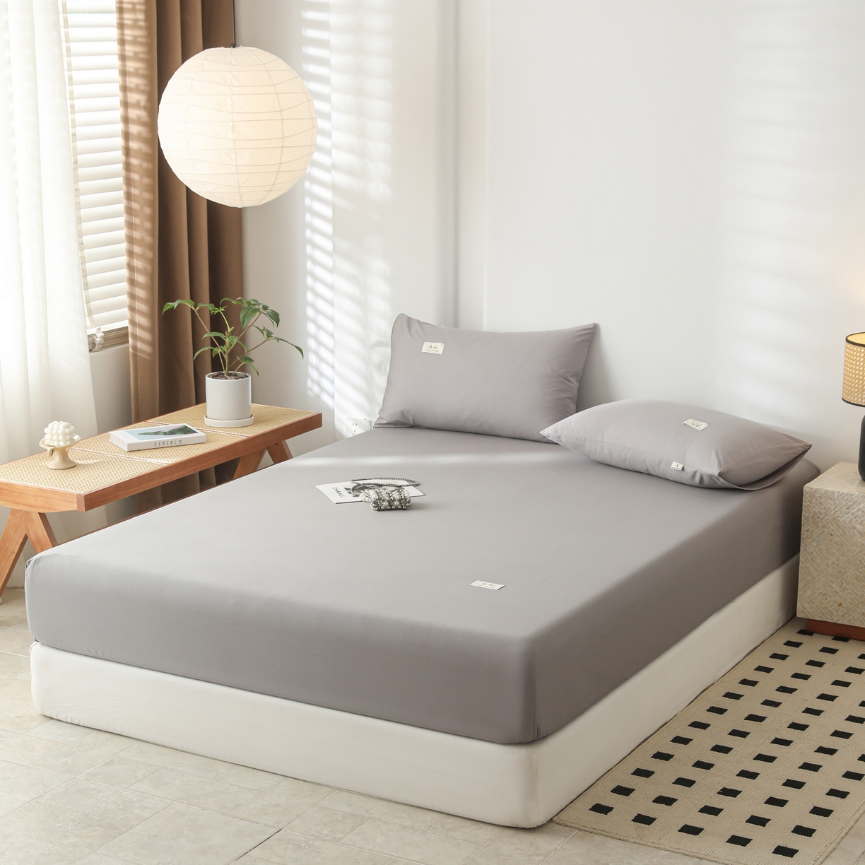 91家纺网 家纺一手货源 找家纺 眠博士 2025新款轻奢简约40s全棉纯棉纯色单床笠 床笠单件 床笠-银灰色