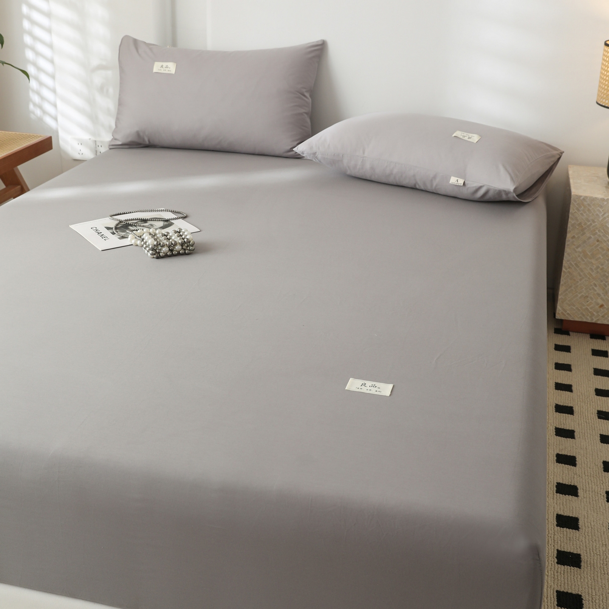 91家纺网 家纺一手货源 找家纺 眠博士 2025新款轻奢简约40s全棉纯棉纯色单床笠 床笠单件 床笠-银灰色