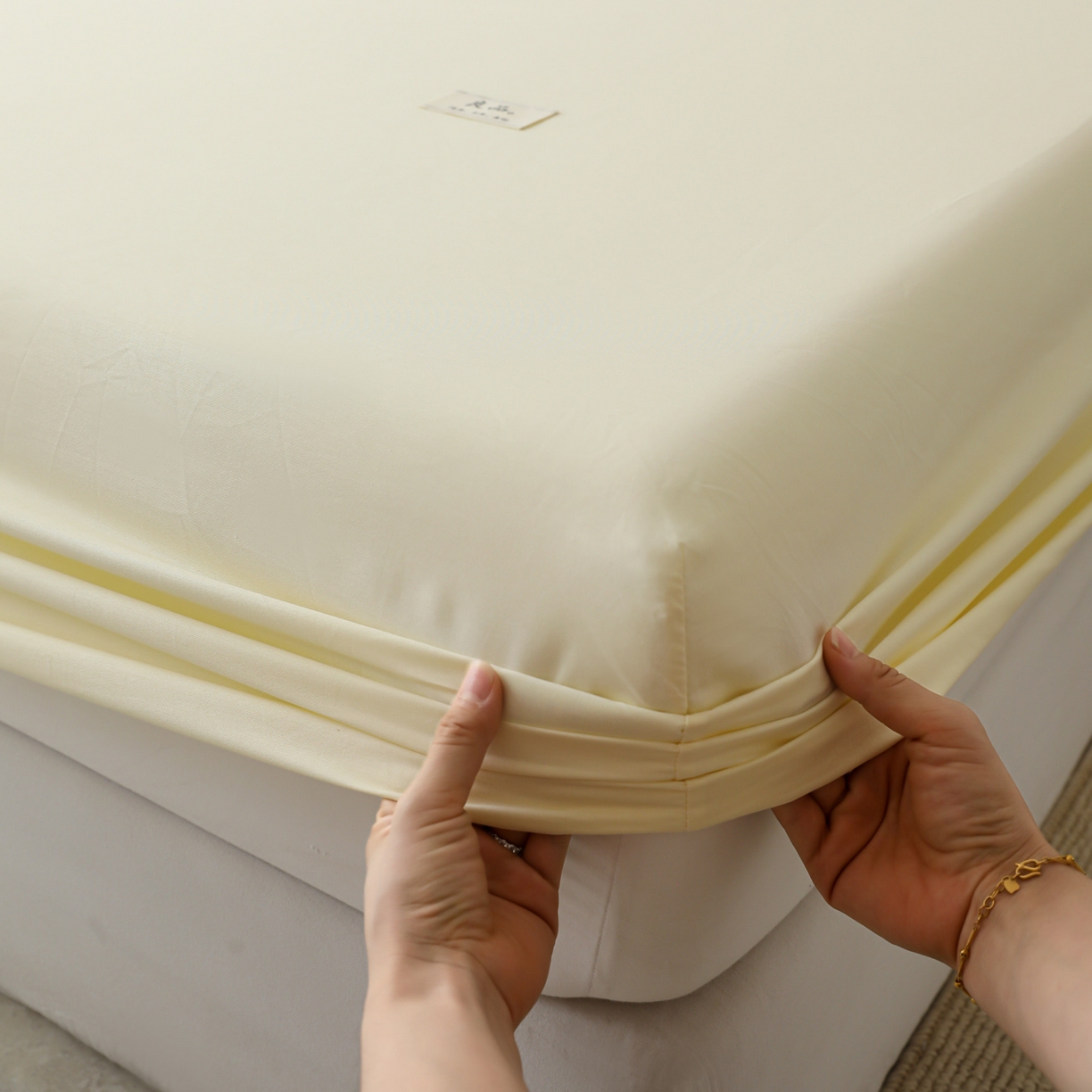 91家纺网 家纺一手货源 找家纺 眠博士 2025新款轻奢简约40s全棉纯棉纯色单床笠 床笠单件 床笠-浅黄