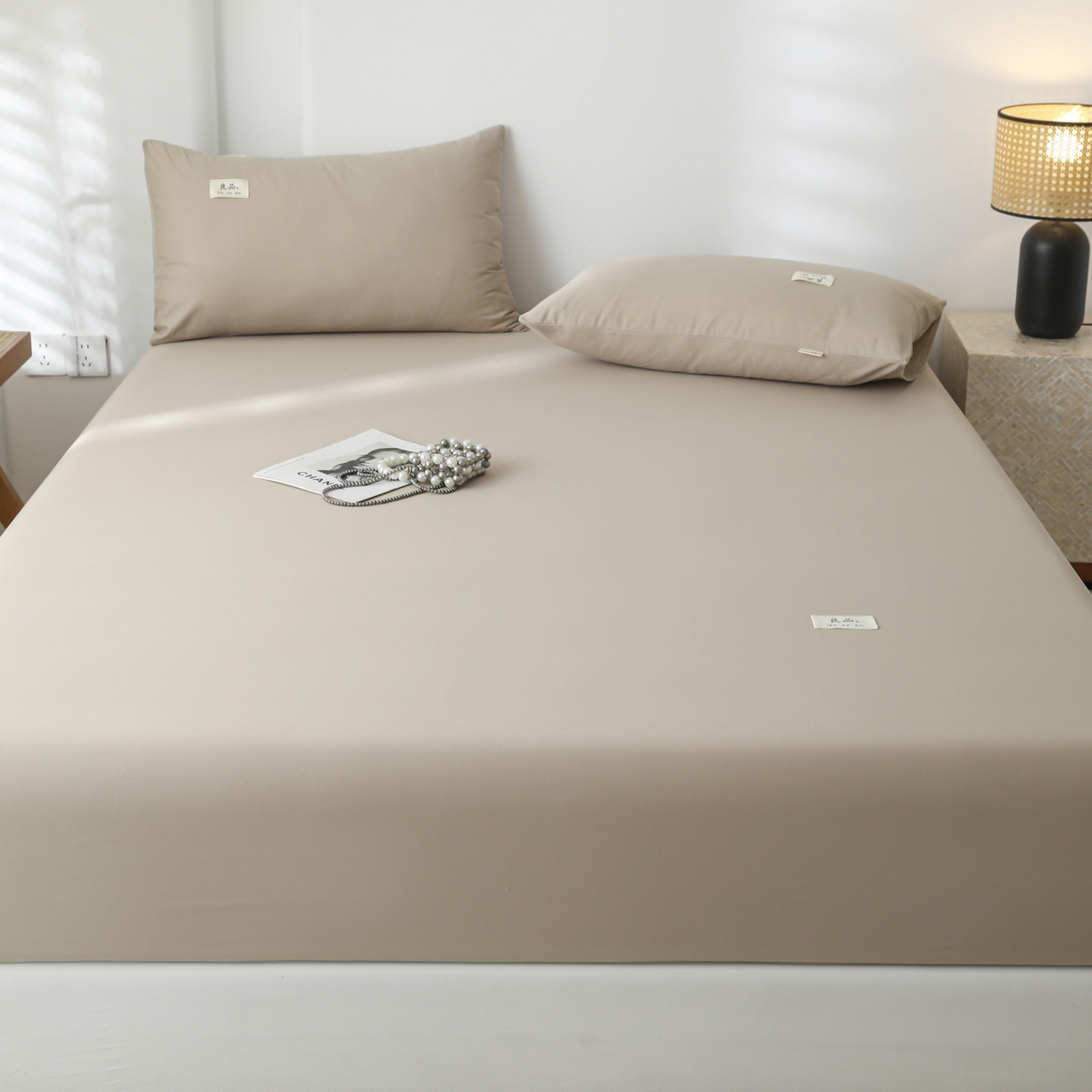 91家纺网 家纺一手货源 找家纺 眠博士 2025新款轻奢简约40s全棉纯棉纯色单床笠 床笠单件 床笠-杏色