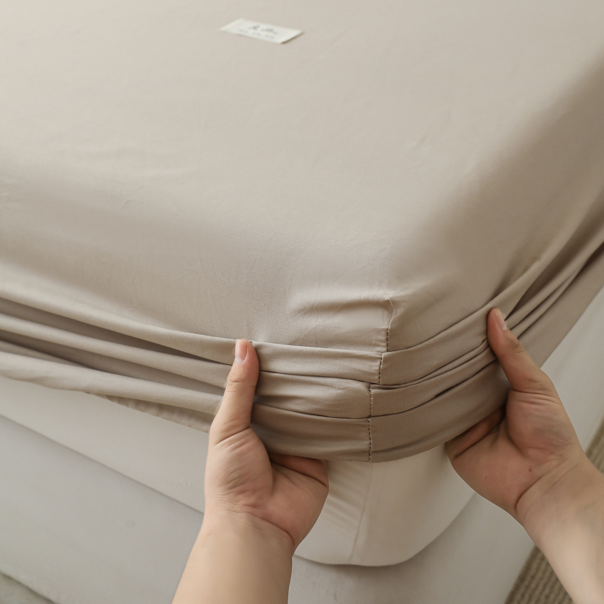 91家纺网 家纺一手货源 找家纺 眠博士 2025新款轻奢简约40s全棉纯棉纯色单床笠 床笠单件 床笠-杏色